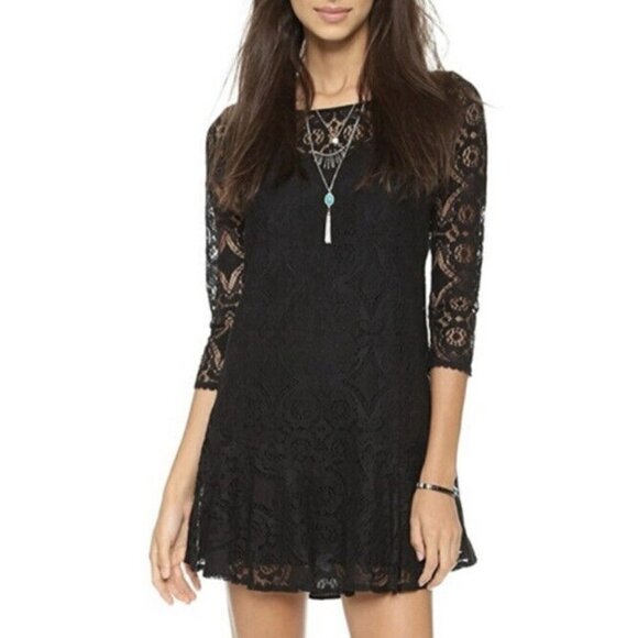Free People Walking To The Sun Floral Lace Mini Dress - Picture 2 of 10